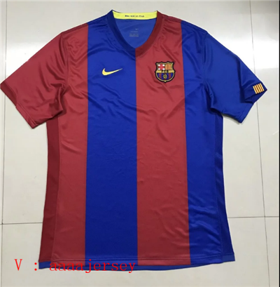 2006-2007 Season Barcelona Home Red-Blue Color Football Retro Jersey