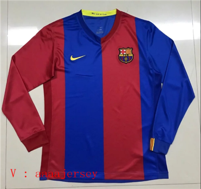 2006-2007 Season Barcelona Home Long Sleeve Football Retro Jersey