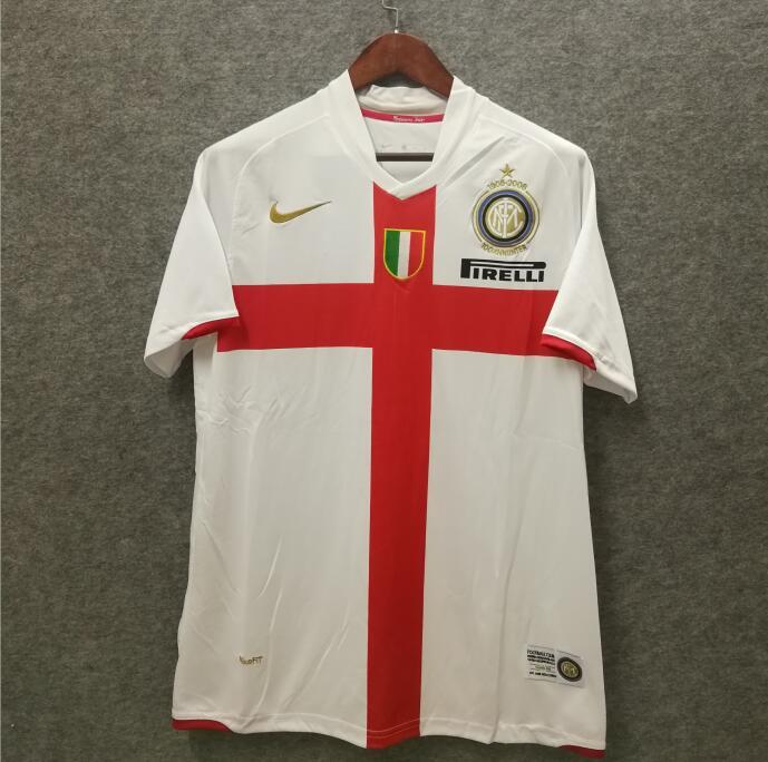 2007-2008 Season Inter Milan Away White Color Football Shirt Top Thailand Quality Inter Milan Retro Jersey