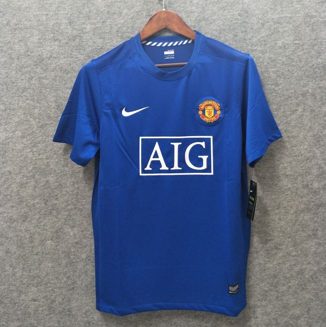 2007-2008 Season Manchester United Away Blue Color Soccer Jersey Top Thailand Quality Man United Retro Jerseys