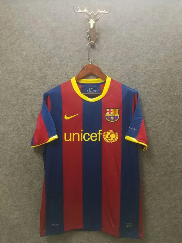 2010-2011 Season Barcelona Home Red-Blue Color Football Retro Jersey