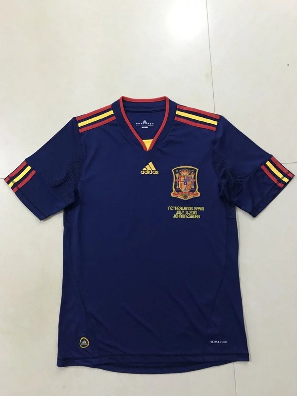 2010 World Cup Spian Away Blue Color Soccer Jersey Top Thailand Quality Spain Retro Jerseys