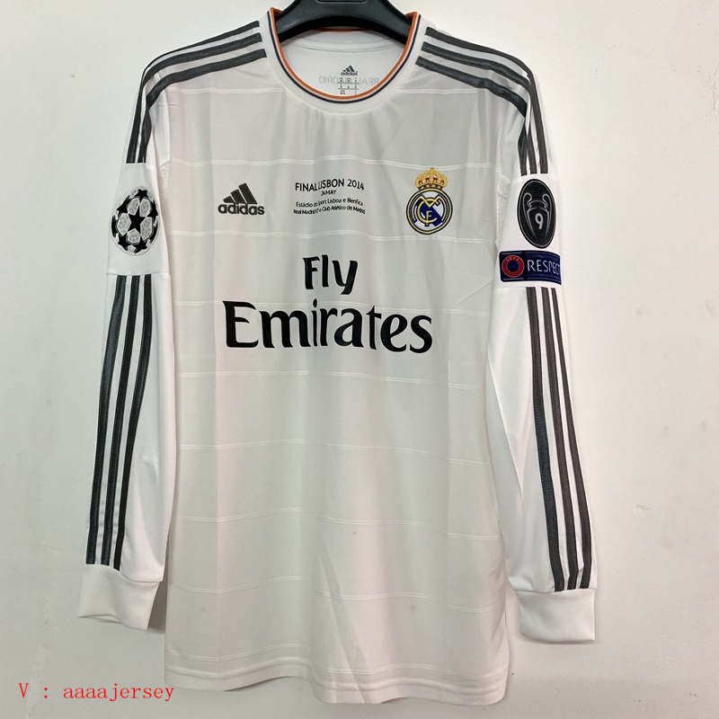 2013-2014 Season Real Madrid Home White Color Long Sleeve Soccer Jersey Top Thailand Quality Real Madrid Retro Jerseys