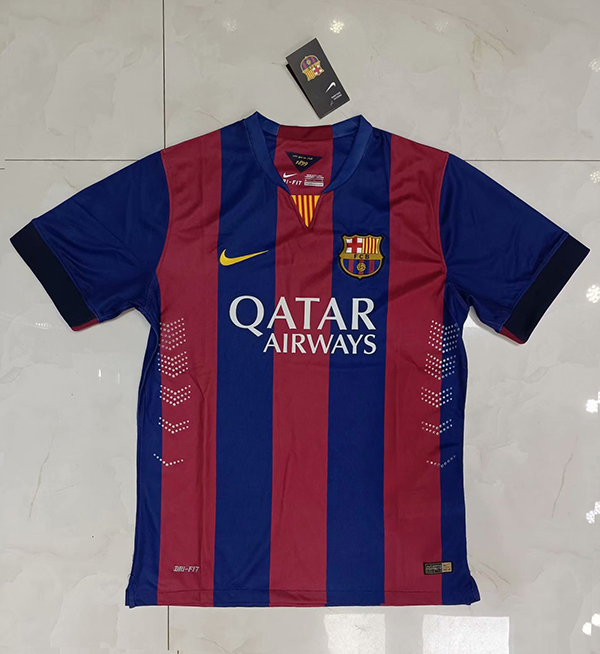 2014-2015 Season Barcelona Home Red-Blue Color Football Retro Jersey