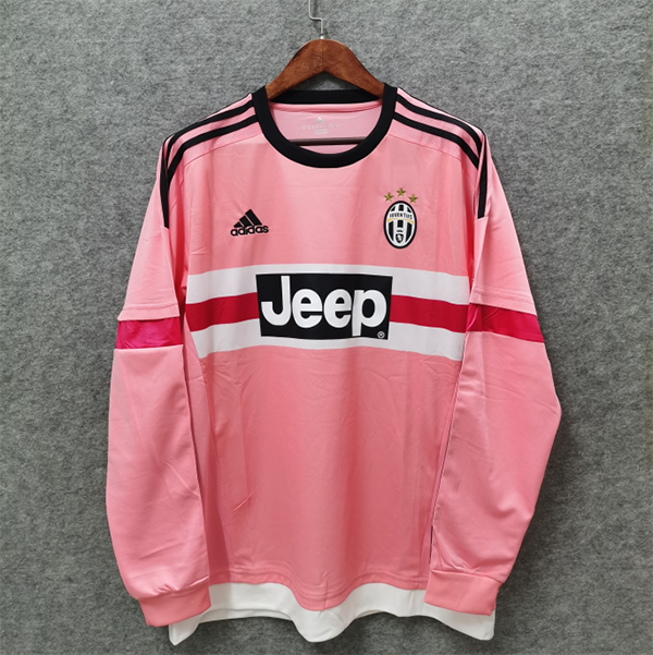 2015-2016 Season Juventus Away Pink Long Sleeve Football Shirt