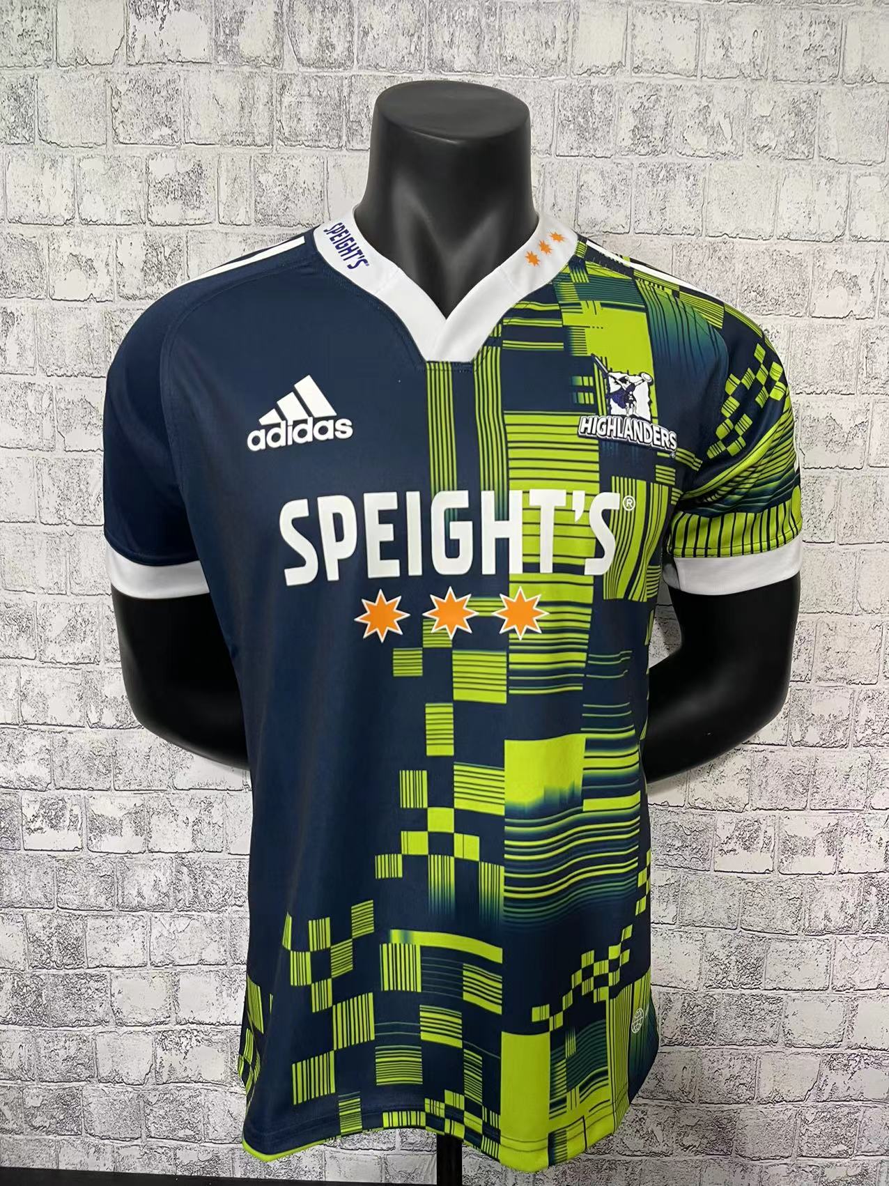 2022 Season Highlanders A11 Green-Blue Color Rugby Jersey