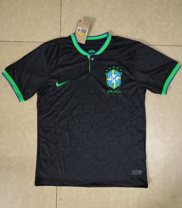 2022 World Cup Brazil Third Black Color Football Jersey