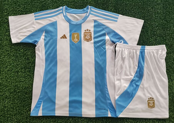 24-25 Season Argentina Home Blue-White Kids Football Uniform