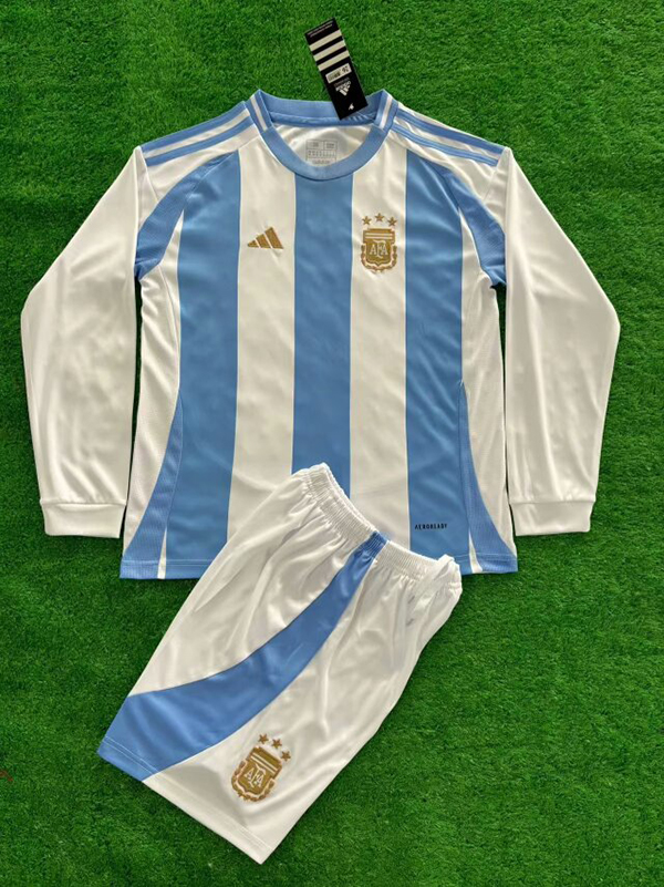 24-25 Season Argentina Home Blue-White Long Sleeve Kids Football Kit