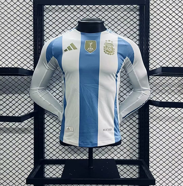 24-25 Season Argentina Home Blue-White Long Sleeve Football Jersey(Player Version)