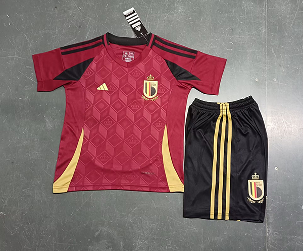 2024 Euro Cup Belgium Home Red Color Youth Kids Football Uniform