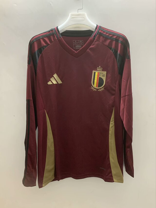 2024 Euro Cup Belgium Home Red Color Long Sleeve Football Jersey