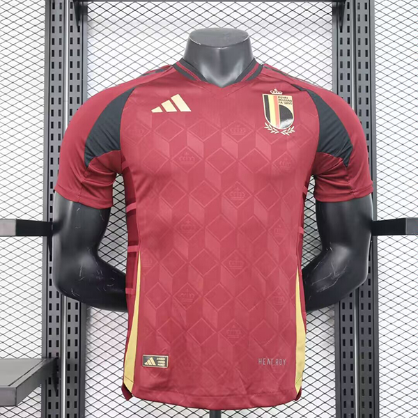 2024 Euro Cup Belgium Home Red Color Football Jersey(Player Version)