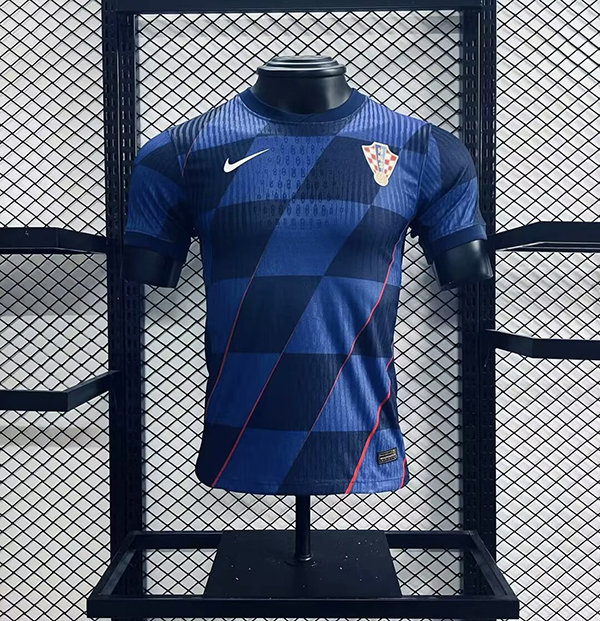 2024 Euro Cup Croatia Away Blue Color Football Jersey(Player Version)