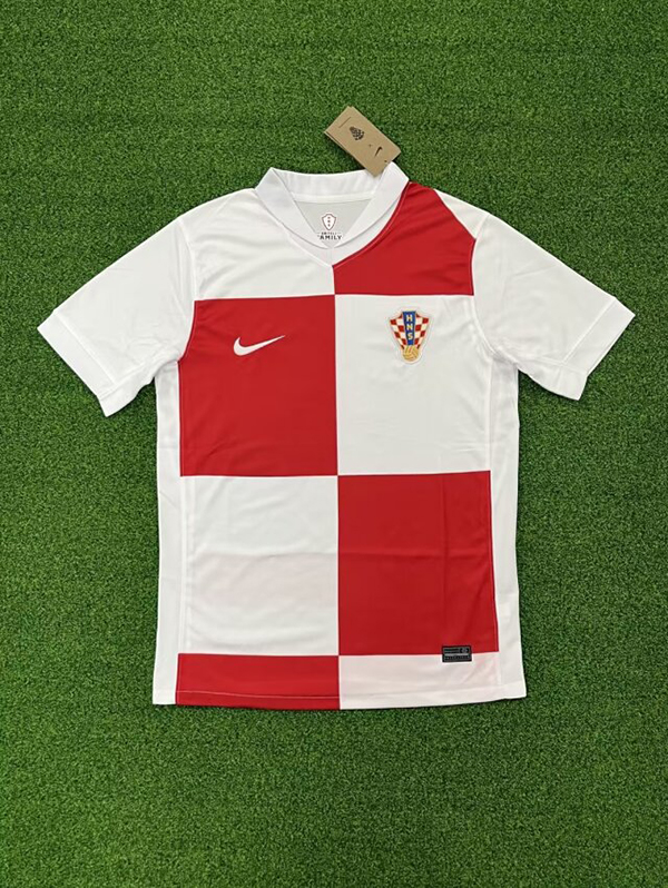 2024 Euro Cup Croatia Home Red-White Color Football Jersey