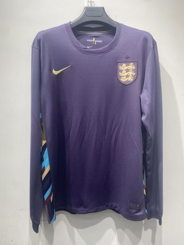 2024 Euro Cup England Away Purple Color Long Sleeve Football Jersey