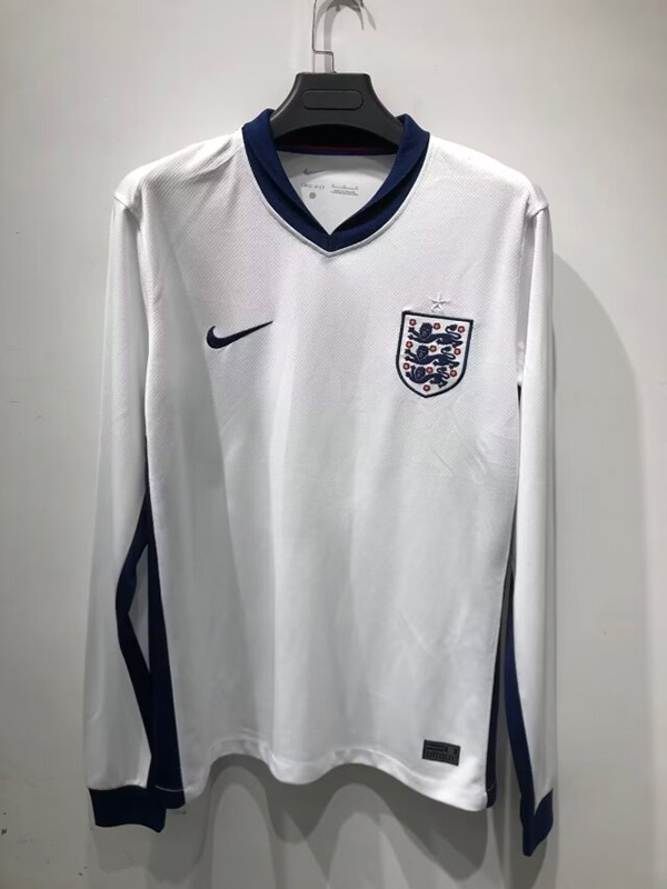 2024 Euro Cup England Home White Color Long Sleeve Football Jersey