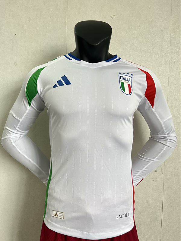 2024 Euro Cup Italy Away White Color Long Sleeve Football Jersey