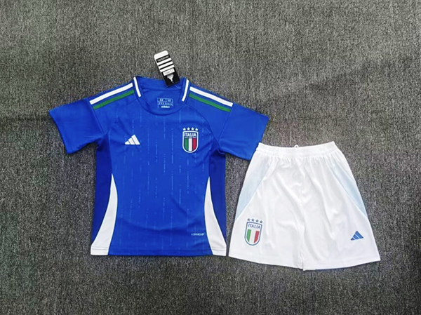 2024 Euro Cup Italy Home Blue Color Youth Kids Football Uniform