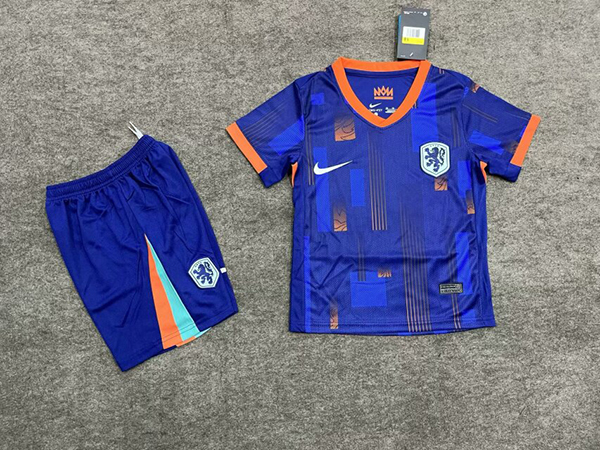 2024 Euro Cup Netherland Away Blue Color Youth Kids Football Uniform