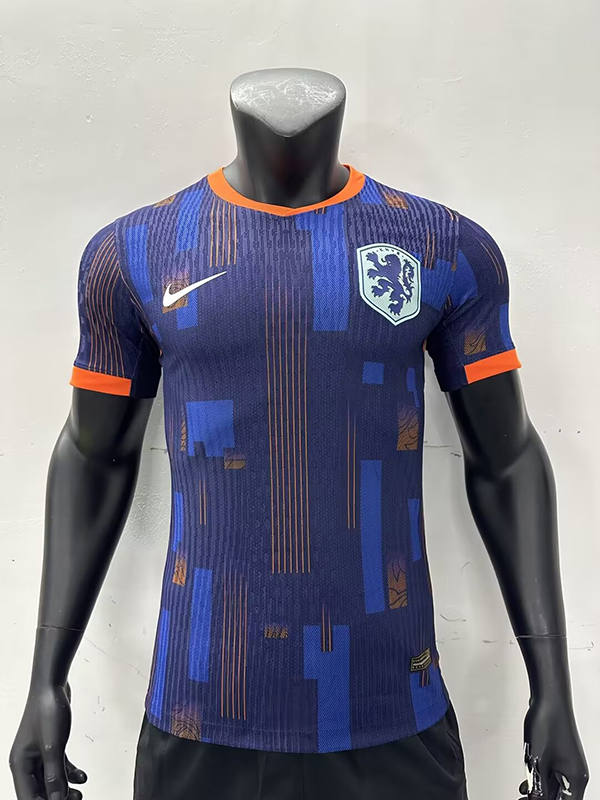 2024 Euro Cup Netherlands Away Blue Color Football Jersey(Player Version)