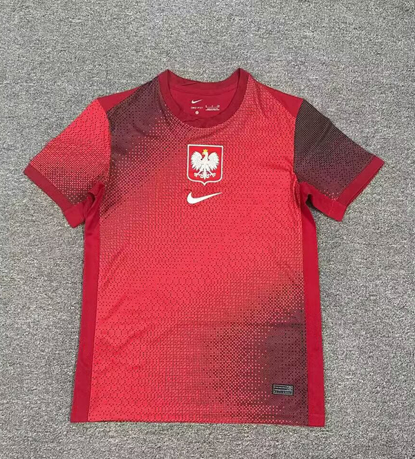 2024 Euro Cup Poland Away Red Color Football Jersey