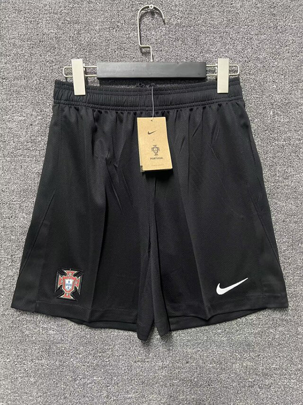 2024 Euro Cup Portugal Away Black Color Soccer Shorts