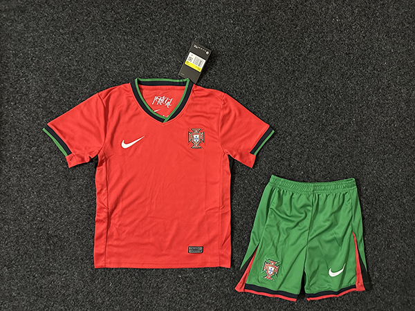 2024 Euro Cup Portugal Home Red Color Youth Kids Football Uniform