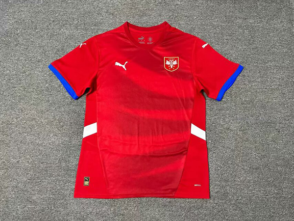 2024 Euro Cup Serbia Home Red Color Football Jersey