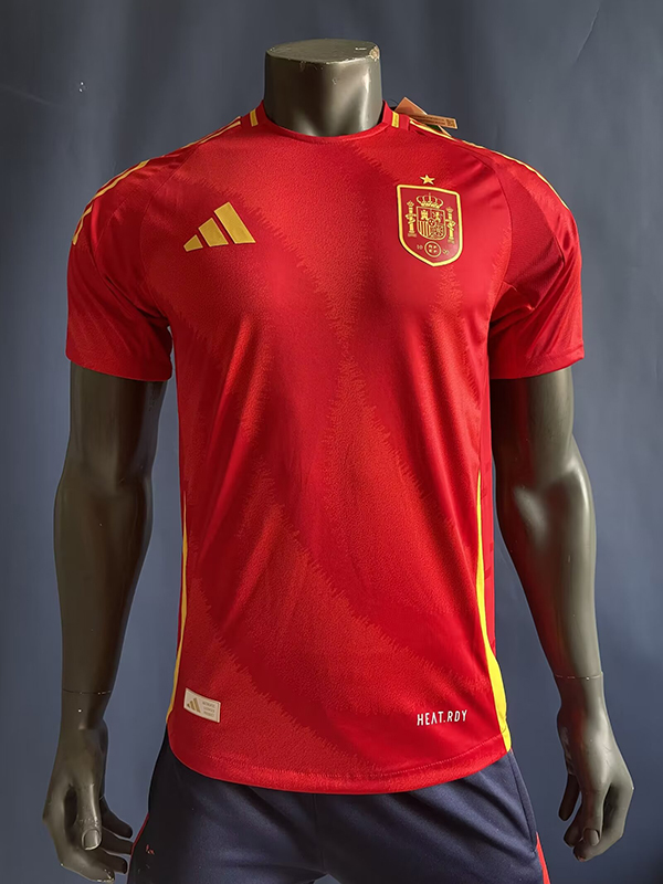 2024 Euro Cup Spain Home Red Color Football Jersey(Player Version)