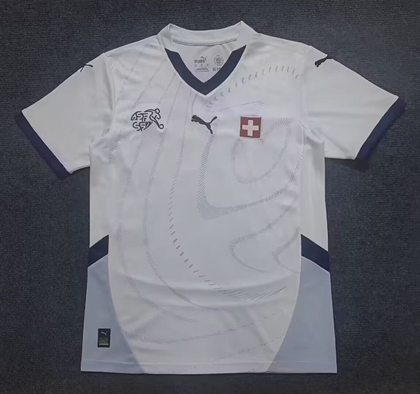 2024 Euro Cup Switzerland Away White Color Football Jersey