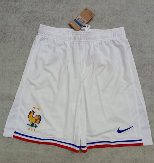 2024 Euro Cup France Home White Color Football Shorts