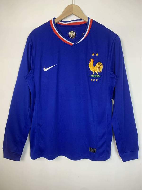 2024 Euro Cup France Home Blue Color Long Sleeve Football Jersey