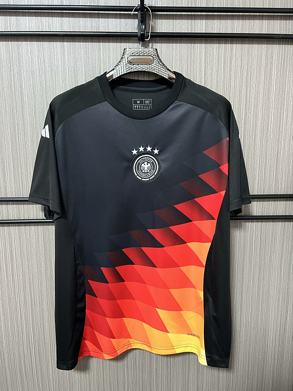 2024 Euro Cup Germany Black-Red Color Pre-Match Football Training Shirt