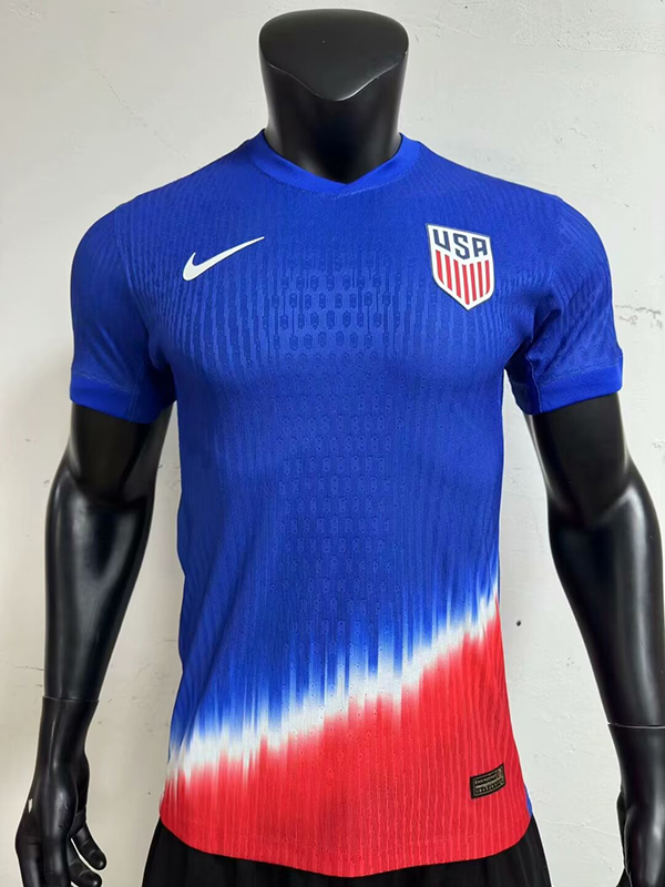 24-25 Season USA Away Blue Color Soccer Jersey(Player Version)