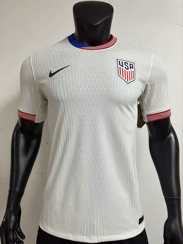 24-25 Season USA Home White Color Soccer Jersey(Player Version)