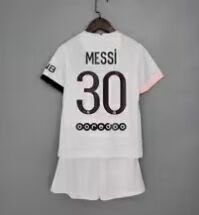 21-22 Season Paris Saint Germain #30 Messi Away White Color Kids Kit