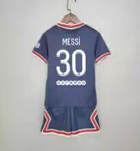 21-22 Season Paris Saint Germain #30 Messi Home Blue Color Kids Kit