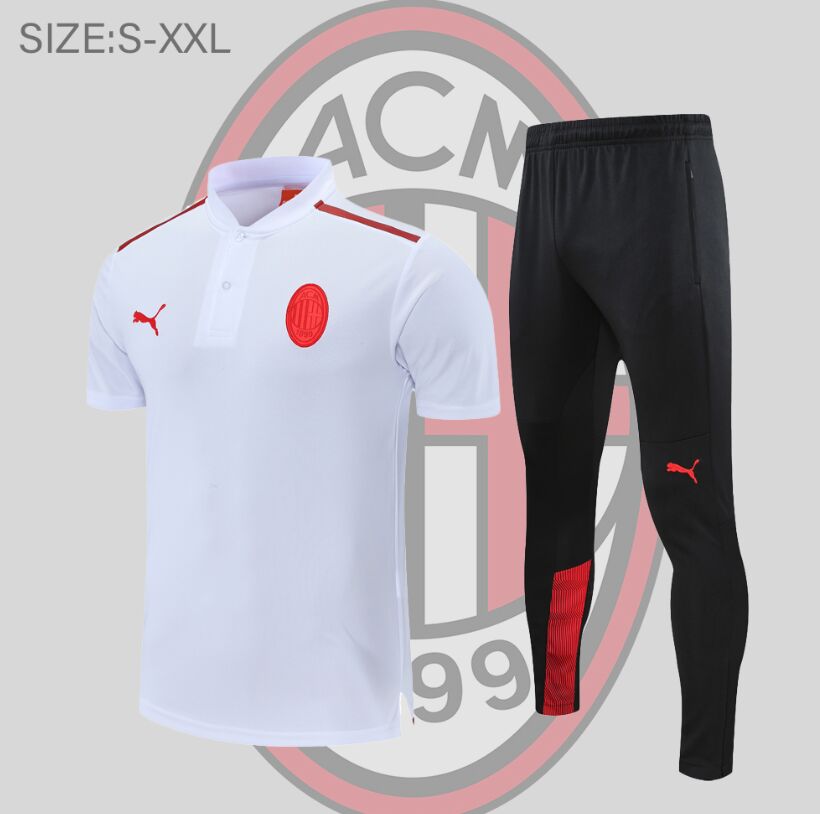 22-23 Season AC Milan White Color Football Polo Training Suit