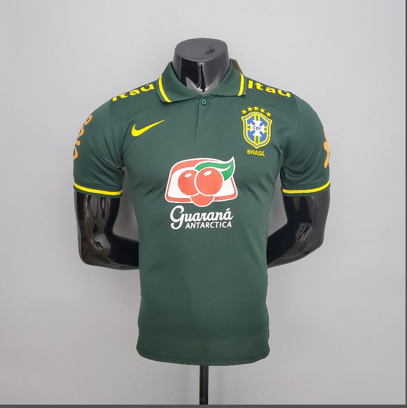 22-23 Season Brazil Dark-Green Color Football Polo Shirt