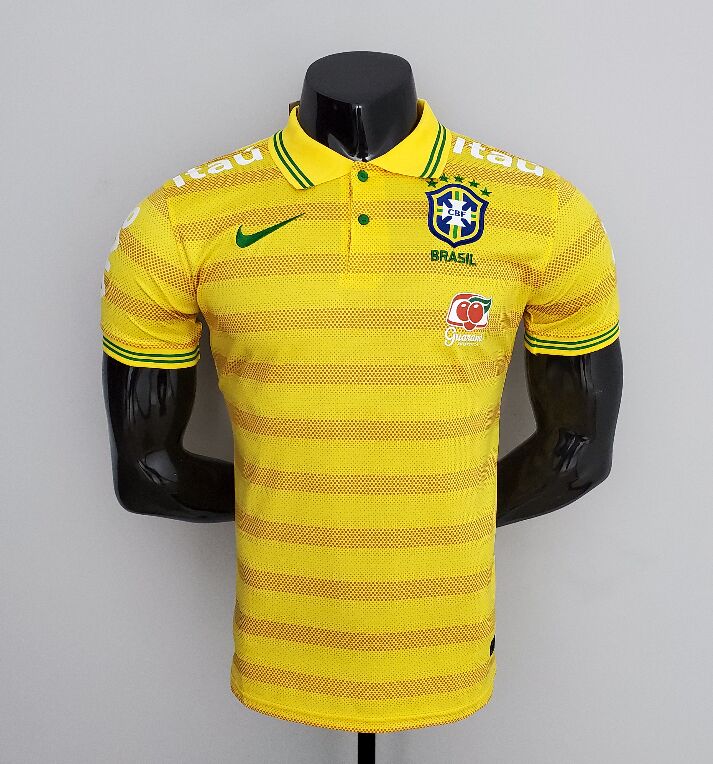 22-23 Season Brazil Yellow Color Football Polo Shirt(Style Two)