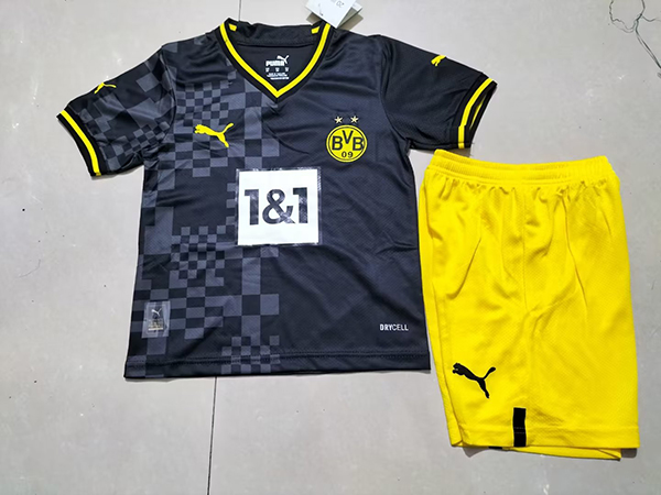 22-23 Season Dortmund Away Black Color Youth Kids Kit