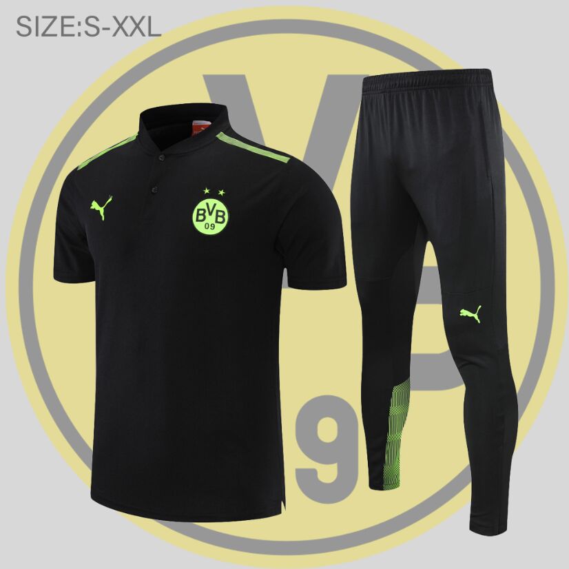 22-23 Season Dortmund Black Color Football Polo Set