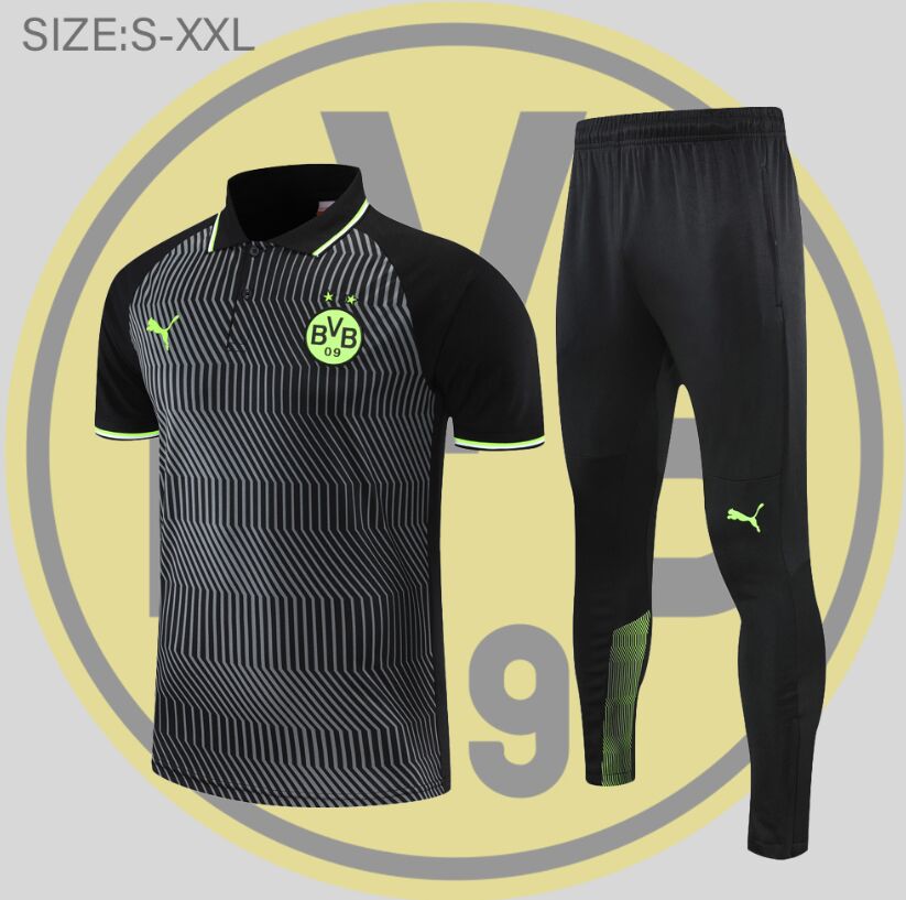 22-23 Season Dortmund Mixed-Black Color Football Polo Set