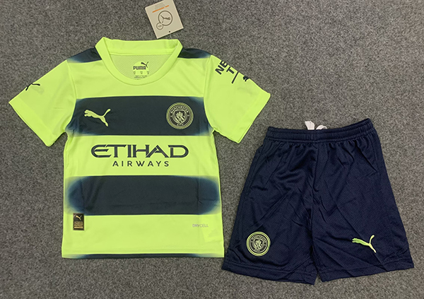 22-23 Season Manchester City Third Green Color Kids Football Kit