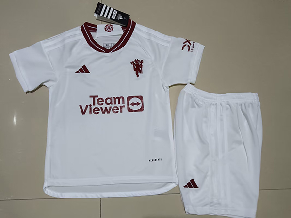 23-24 Season Manchester United Third White Color Kids Uniform