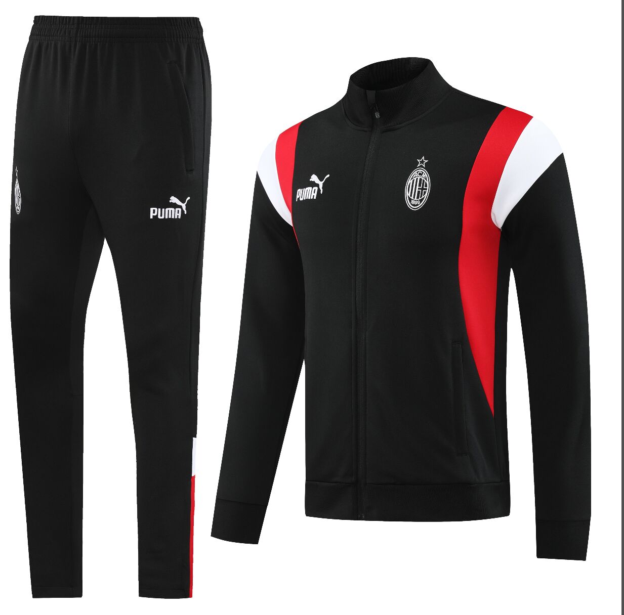 23-24 Season AC Milan #2202 Black Color Football Tracksuit