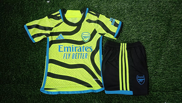 23-24 Season Arsenal Away Green Color Kids Football Uniform