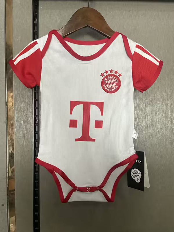 23-24 Season Bayern Munich Home Red-White Color Baby Suit