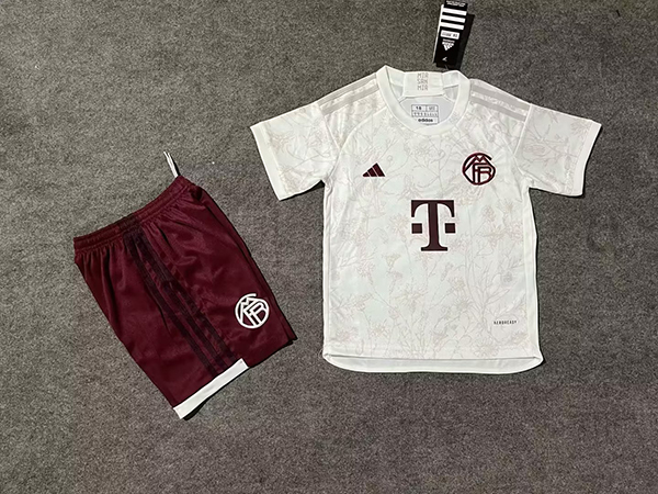 23-24 Season Bayern Munich Third White Color Youth Kids Football Uniform